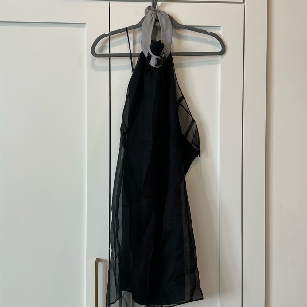 ABS Allen Schwartz Black and Gray Backless Dress